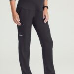Skechers by Barco Maternity Scrub Pants with 7 pockets in black, sustainable healthcare uniform.