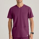 Skechers by Barco Men's Scrub Top in multiple colors, eco-friendly healthcare uniform.