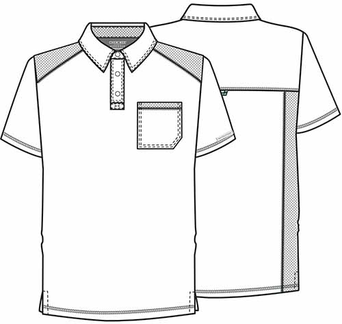 Cherokee WorkWear Men's Polo Scrub Shirt in Black, Navy, Pewter, Wine - view 2