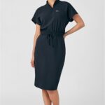 Landau Forward Women's Scrub Dress in Black, stylish and functional healthcare uniform.