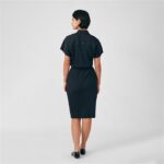 Landau Forward Women's Scrub Dress in Black, stylish and functional healthcare uniform. - view 3