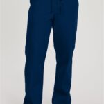 Landau Unisex Pocketless Scrub Pants in black, perfect for medical scrubs and nursing scrubs.