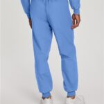 Landau Scrub Zone Unisex Jogger Scrub Pants in Ciel Blue - view 3