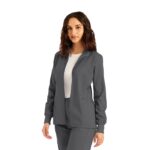 Landau ProFlex Women's Scrub Jacket with pockets and mock neck, ideal healthcare uniform. - view 2