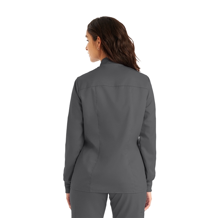Landau ProFlex Women's Scrub Jacket with pockets and mock neck, ideal healthcare uniform. - view 3