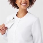 Landau ProFlex Women's Snap-Front Scrub Jackets in modern fit with 3 pockets - view 4
