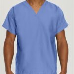 Landau Scrub Zone Unisex V-Neck Scrub Tops in various colors