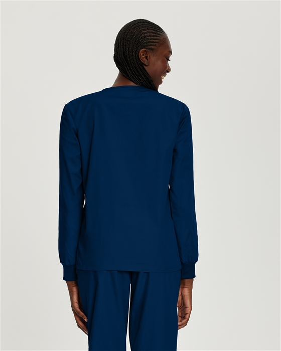 Landau Scrub Zone Unisex Long Sleeve V-Neck Scrub Top in various colors - view 3
