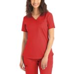Landau ProFlex Women's V-Neck Scrub Tops in modern fit with pockets - view 7