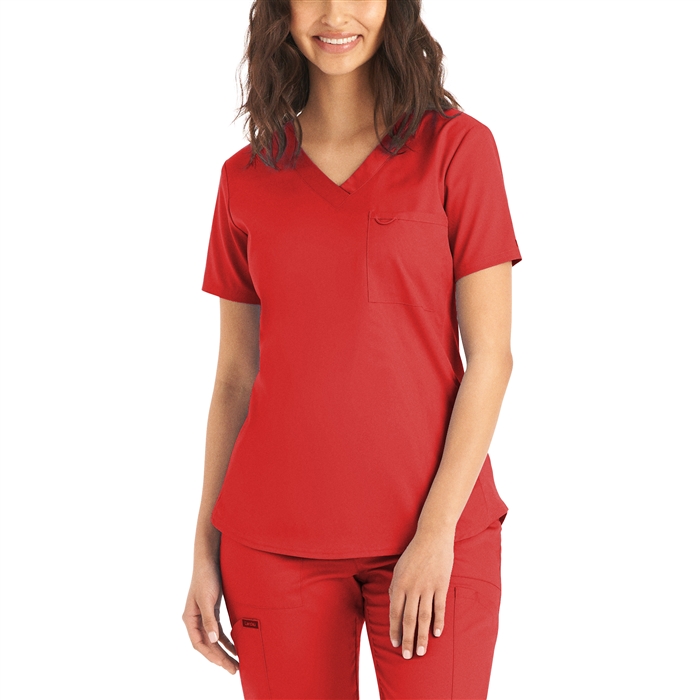 Landau ProFlex Women's V-Neck Scrub Tops in modern fit with pockets - view 7