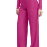 Med Couture MC Insight Wide Leg Scrub Pants for Women with ruched design