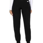 Med Couture Maternity Jogger Scrub Pants in Black, stylish nursing scrubs for healthcare professionals - view 3