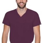 Med Couture Men's 1 Pocket Scrub Top in various colors
