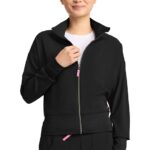 Med Couture Women's Cropped Scrub Jacket – Zip Front in various colors