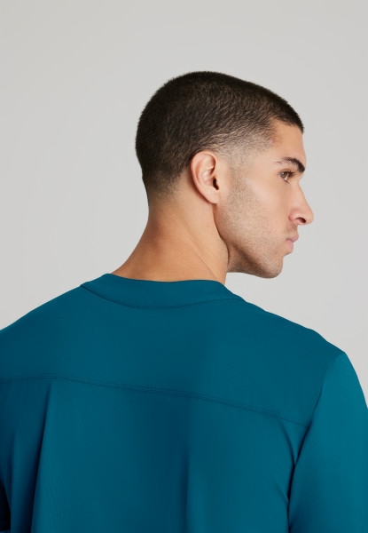 Skechers by Barco Men's Flex Knit Curved Neck Scrub Top in various colors - view 2