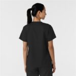 WonderWink Women's Curved V-Neck Scrub Top in Black - view 2