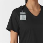 WonderWink Women's Curved V-Neck Scrub Top in Black - view 4