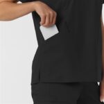 WonderWink Women's Curved V-Neck Scrub Top in Black - view 5