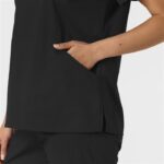 WonderWink Women's Curved V-Neck Scrub Top in Black - view 6